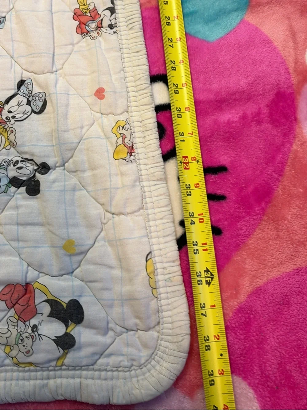 Disney White Quilted Mickey & Minnie Print Baby Blanket